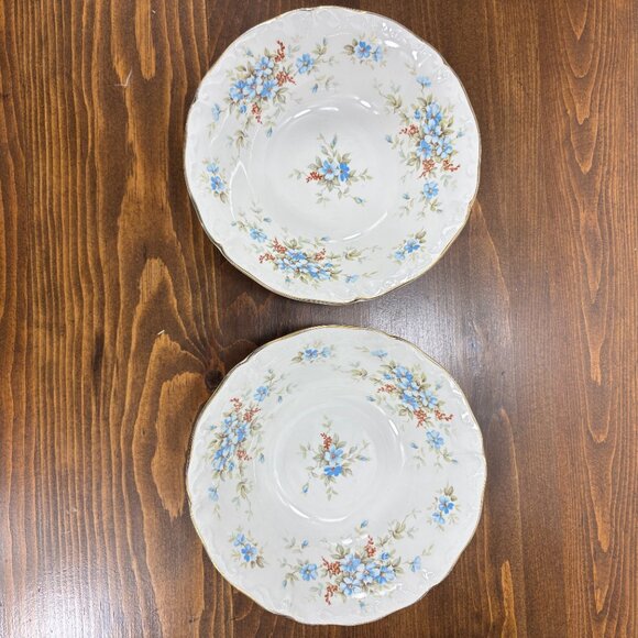 Vintage Ridgway Camille Bowl Set Blue Floral Ironstone England Dinnerware - Picture 3 of 7